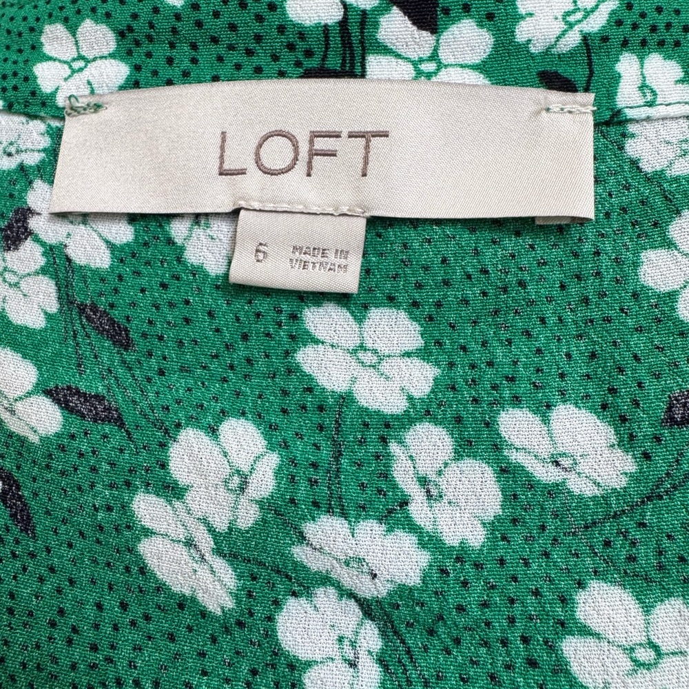 LOFT Green Floral Midi Dress - Picture 5 of 6